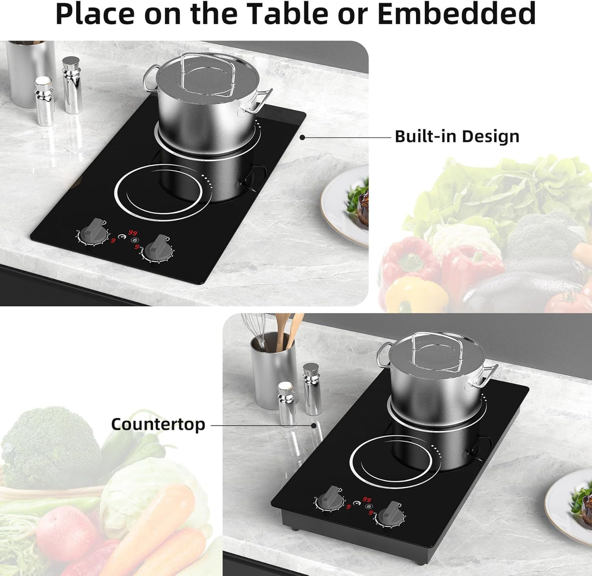 2300W Two Burner Induction Cooktop with LCD Touch Screen