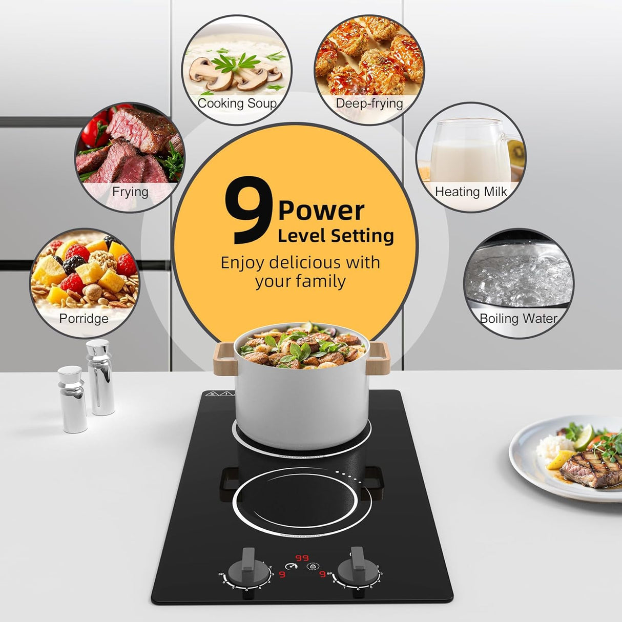 2300W Two Burner Induction Cooktop with LCD Touch Screen