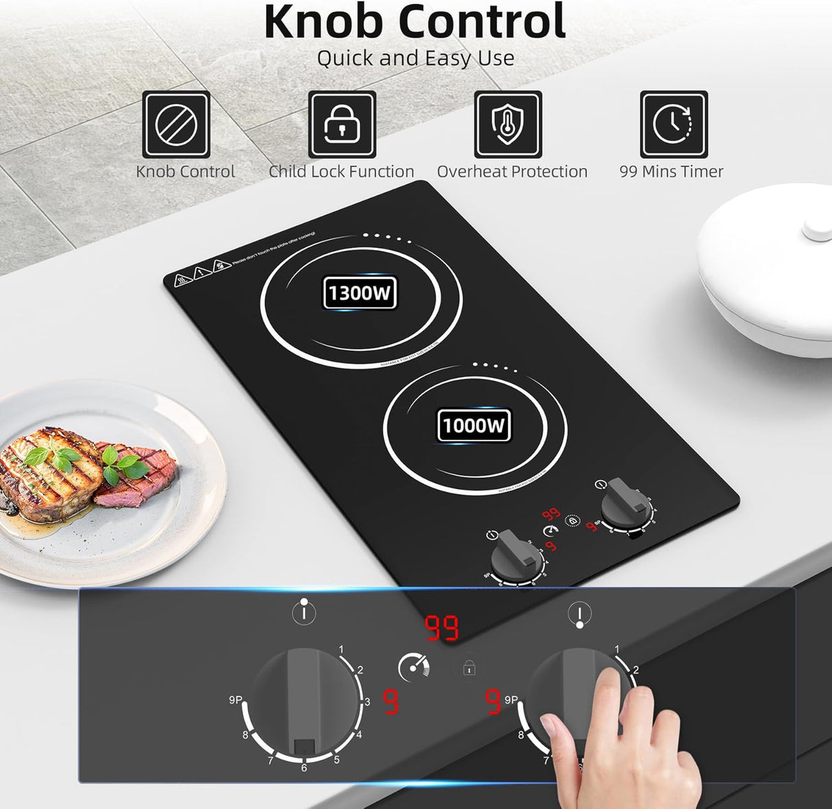 2300W Two Burner Induction Cooktop with LCD Touch Screen