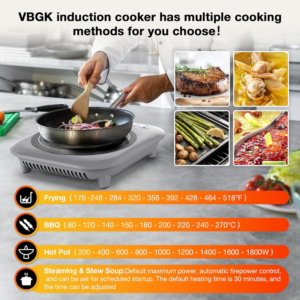 13 Inch Single Burner Portable Induction Cooktop 1800W