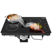 VBGK 30 Inch Induction Cooktop with Downdraft, 4 Burners, 6600W, 110V–120V