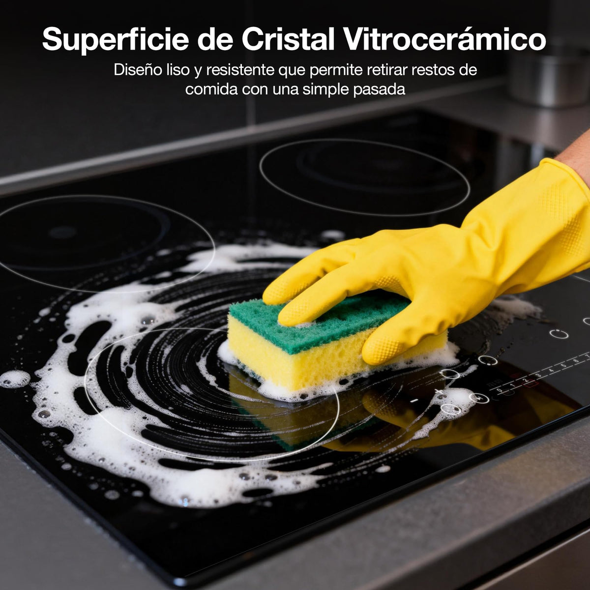 Table de cuisson vitrocéramique électrique VBGK 3000W 77cm à 4 foyers avec commande tactile LED