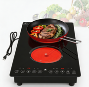 Parrilla eléctrica VBGK de 2 quemadores de 12 pulgadas, estufa eléctrica de 110V y 2100W con dos zonas de cocción y fácil limpieza para cocina del hogar, vehículos recreativos y apartamentos