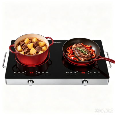 VBGK 2 Burner Electric Cooktop 24 Inch, 2400W Built-In Stove Top with Knob Control for Home Kitchen Cooking