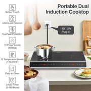 VBGK Double Induction Cooktop, 4000W 2 burner Induction cooktop, 110V Electric burner with hot plate