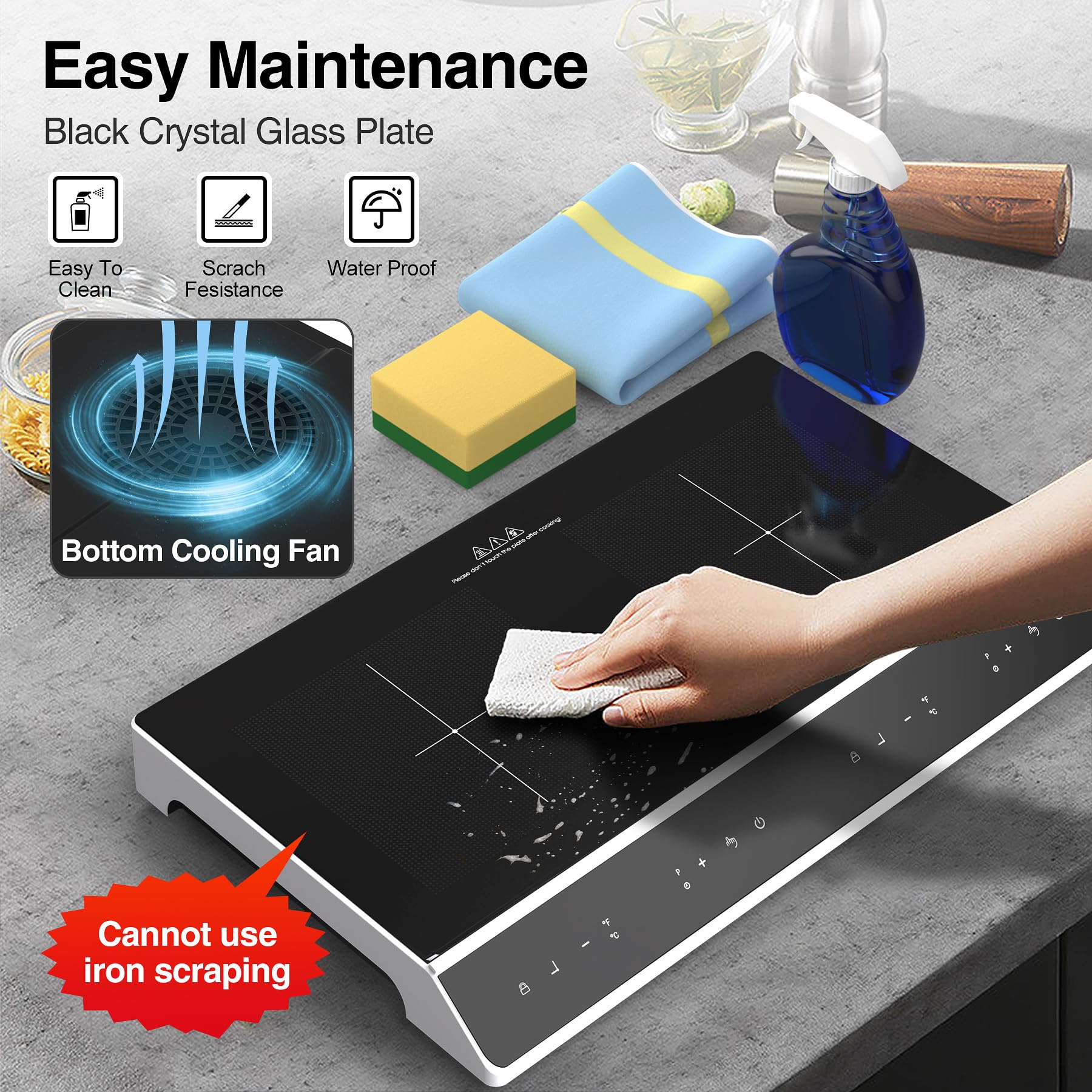 VBGK Double Induction Cooktop, 4000W 2 burner Induction cooktop, 110V Electric burner with hot plate