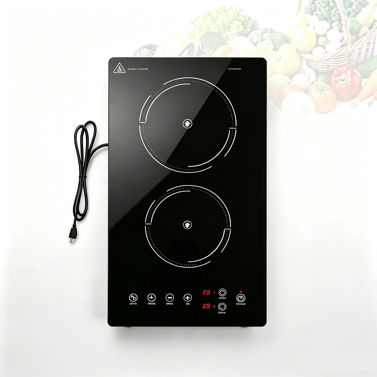 VBGK 12 Inch 2 Burner Induction Cooktop, 110V 2300W with LED Touch Control, 9 Power Levels & Child Lock for Home Kitchen