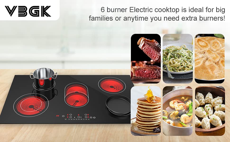 VBGK 36 Inch 5 Burner Radiant Electric Cooktop, Ceramic Glass