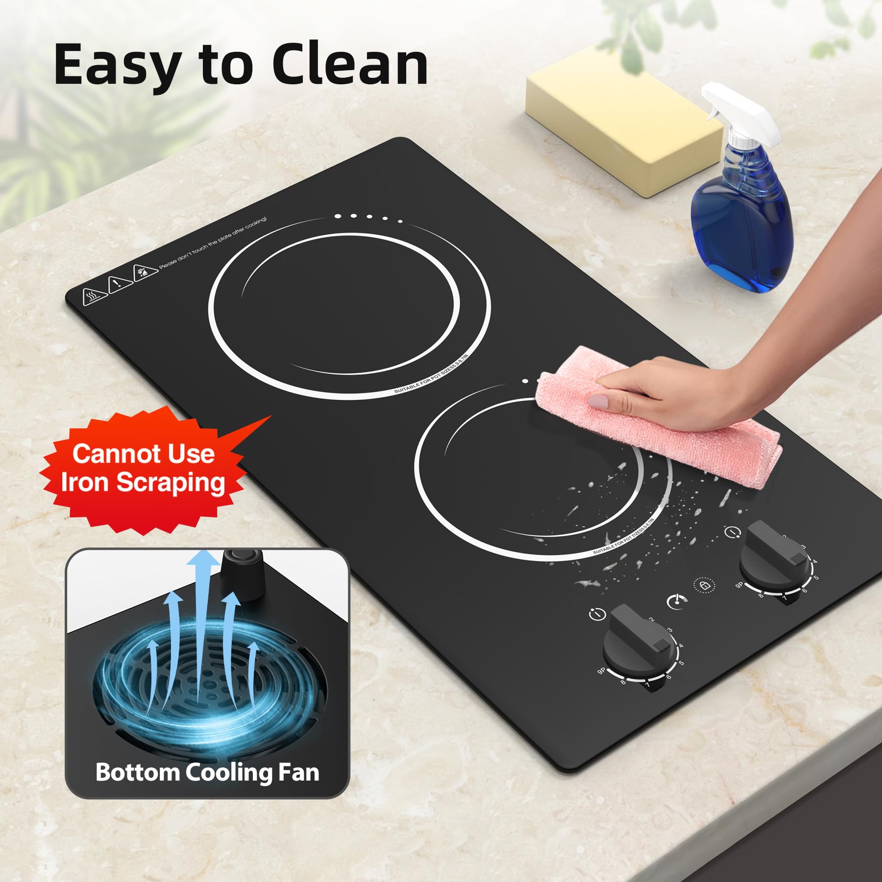 VBGK Double Induction Cooktop,110V 2300w 2 Burner Induction Cooktop,2 Burner Hot Plate Electric Burner