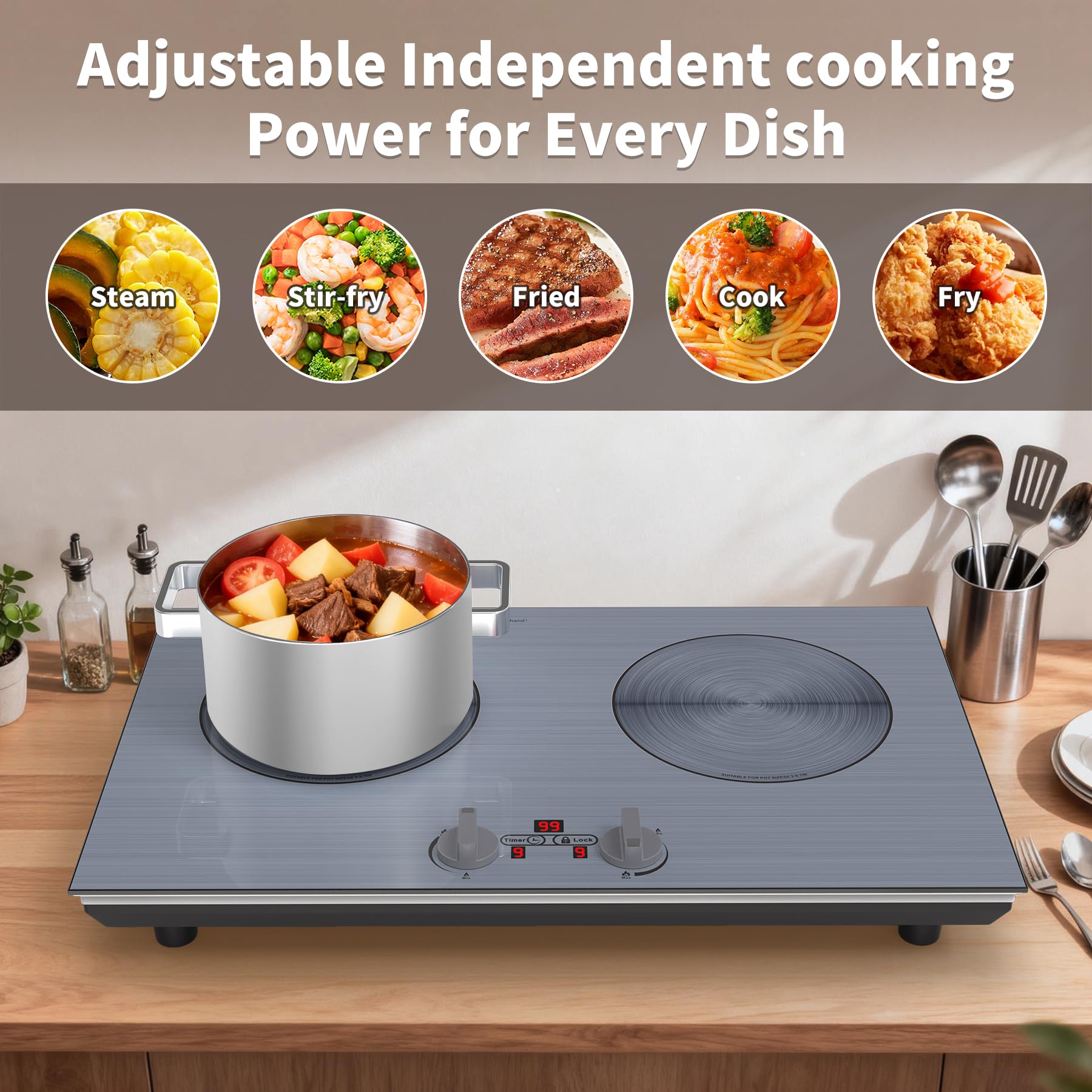 VBGK 2 burner Induction cooktop,110V 4000W induction hot plate, 2 burner induction cooker