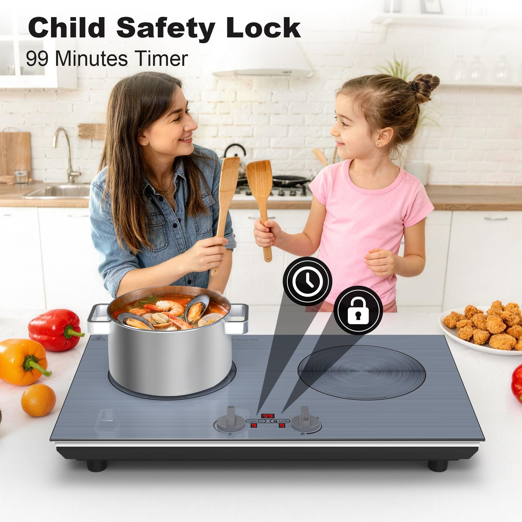 VBGK 2 burner Induction cooktop,110V 4000W induction hot plate, 2 burner induction cooker