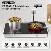 VBGK Electric Cooktop,110V 2400W Stove top, Countertop Cooktop, 2 burner Electric cooktop