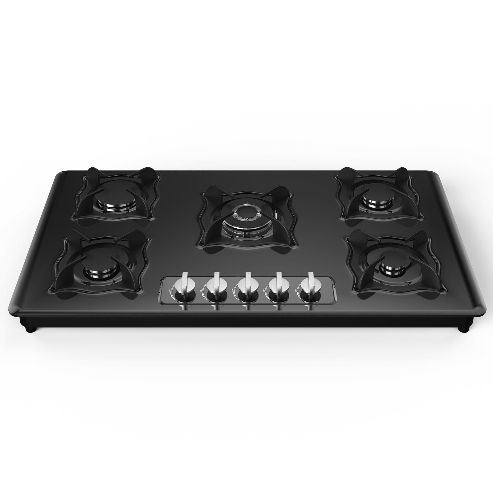 VBGK 36 Inch 5 Burner Built-in Propane Gas Cooktop Tempered Glass Panel Easy Clean Gas Stove Top for Kitchen Use