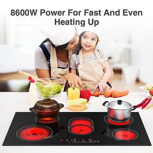 VBGK 36 Inch 5 Burner Radiant Electric Cooktop, Ceramic Glass