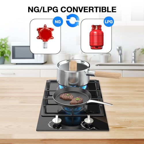 VBGK 2 Burner Gas Cooktop 12 Inch Stainless Steel Propane Stove Top for RV, Camper & Home Kitchen