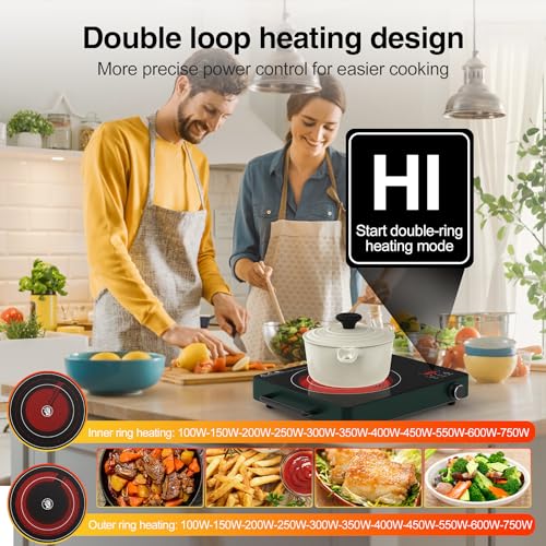 VBGK Single Burner Induction Cooktop 1800W, 12 Inch Portable Electric Stove with 9 Power Levels for Kitchen & RV Cooking