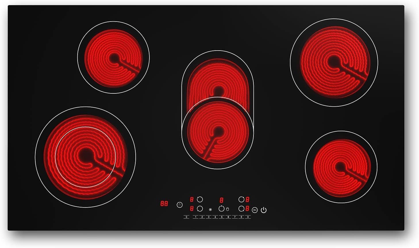 VBGK 2 Burner Electric Cooktop 110V 3000W, Double Burner Ceramic Stove Top for Kitchen Apartment RV Cooking