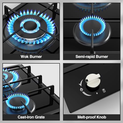 VBGK 2 Burner Gas Cooktop 12 Inch Stainless Steel Propane Stove Top for RV, Camper & Home Kitchen