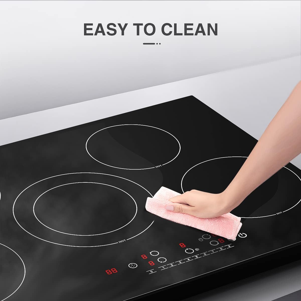 VBGK 30 Inch 5 Burner Electric Cooktop 7600W Infrared Stove for Modern Kitchen Cooking