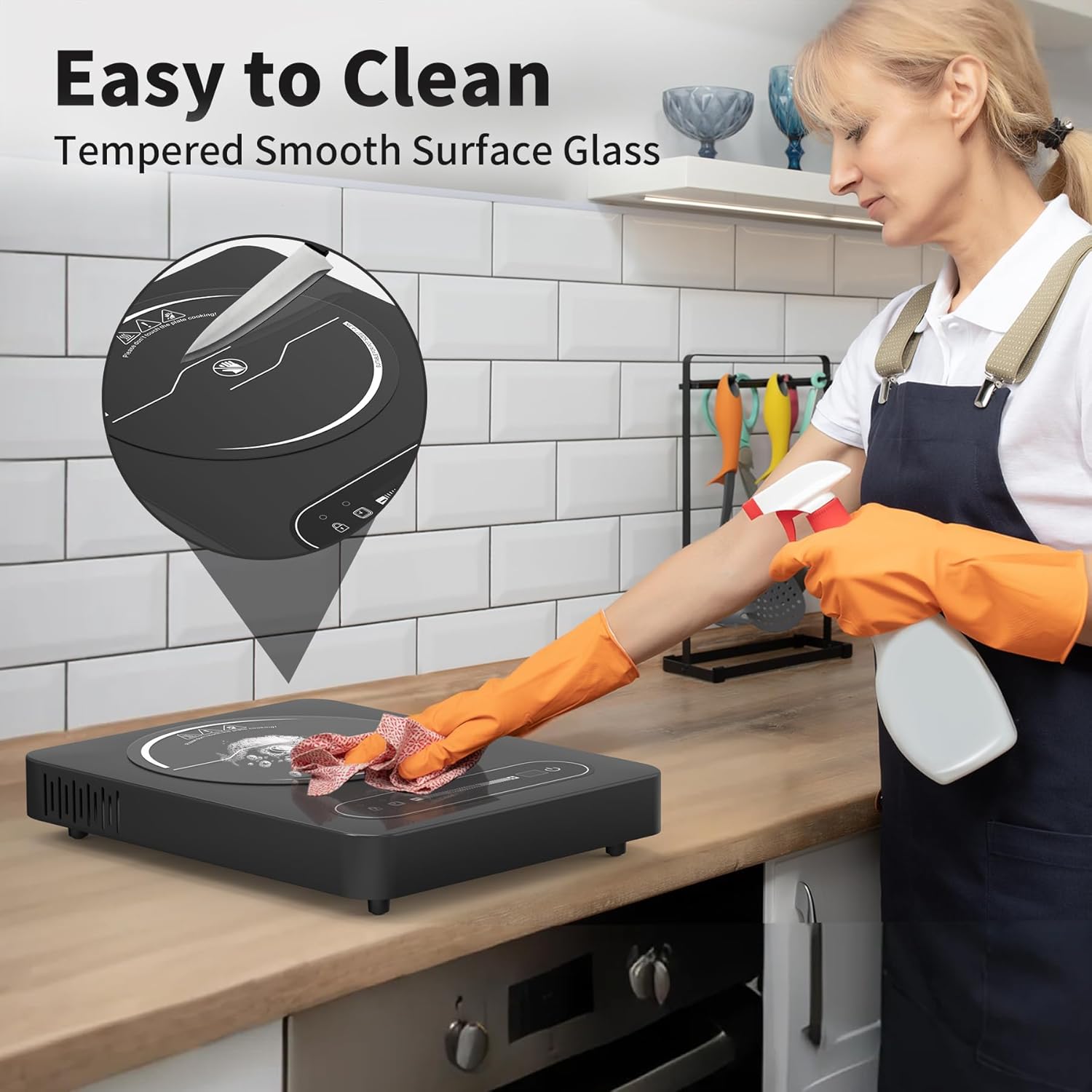 VBGK Single Burner Electric Cooktop 1800W, 120V Portable Electric Stove Top for Kitchen & RV Cooking