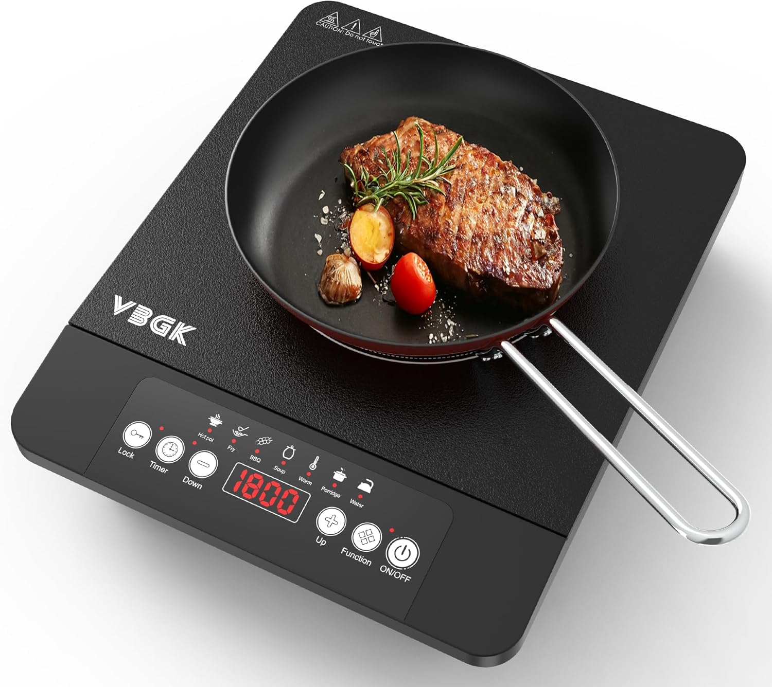 VBGK Single Burner Induction Cooktop 110V 1800W, Portable Electric Stove Top for Kitchen & RV Cooking