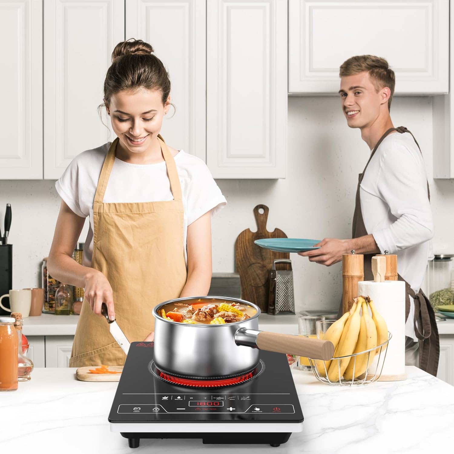 VBGK Single Burner Electric Cooktop 1800W, Portable Electric Stove Top for Kitchen & RV Cooking