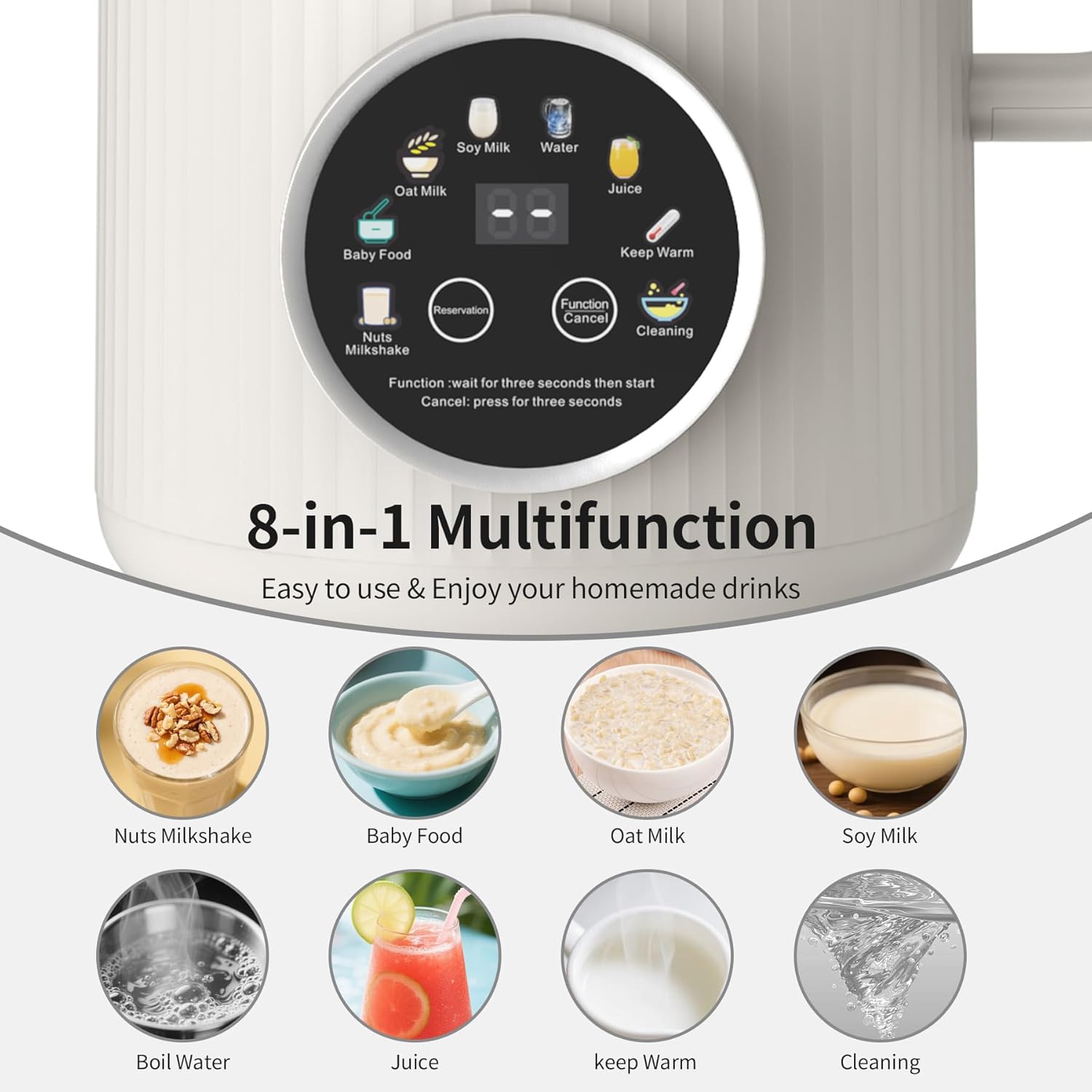 VBGK 35oz Nut Milk Maker Machine,8 in 1 Automatic Nut Milk Maker,Multi-Function Nut Milk Machine
