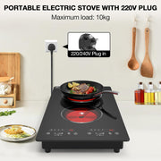 VBGK 2 Burner Electric Cooktop, 3000W Dual Burner Stove Top with Precise Heat Control for Kitchen, Apartment & RV