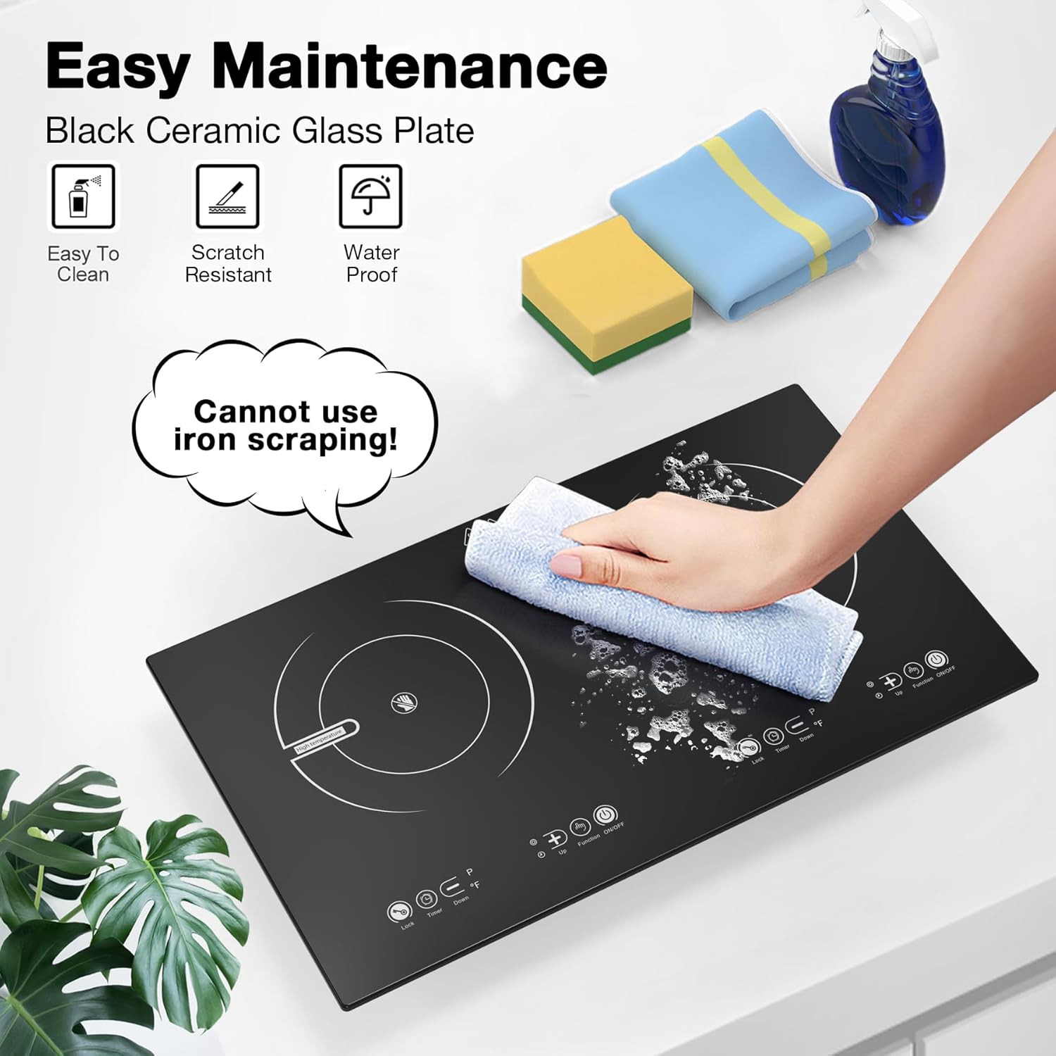 VBGK 2 Burner Electric Cooktop 110V 2400W, Touch Control Double Burner Electric Stove Top for Kitchen