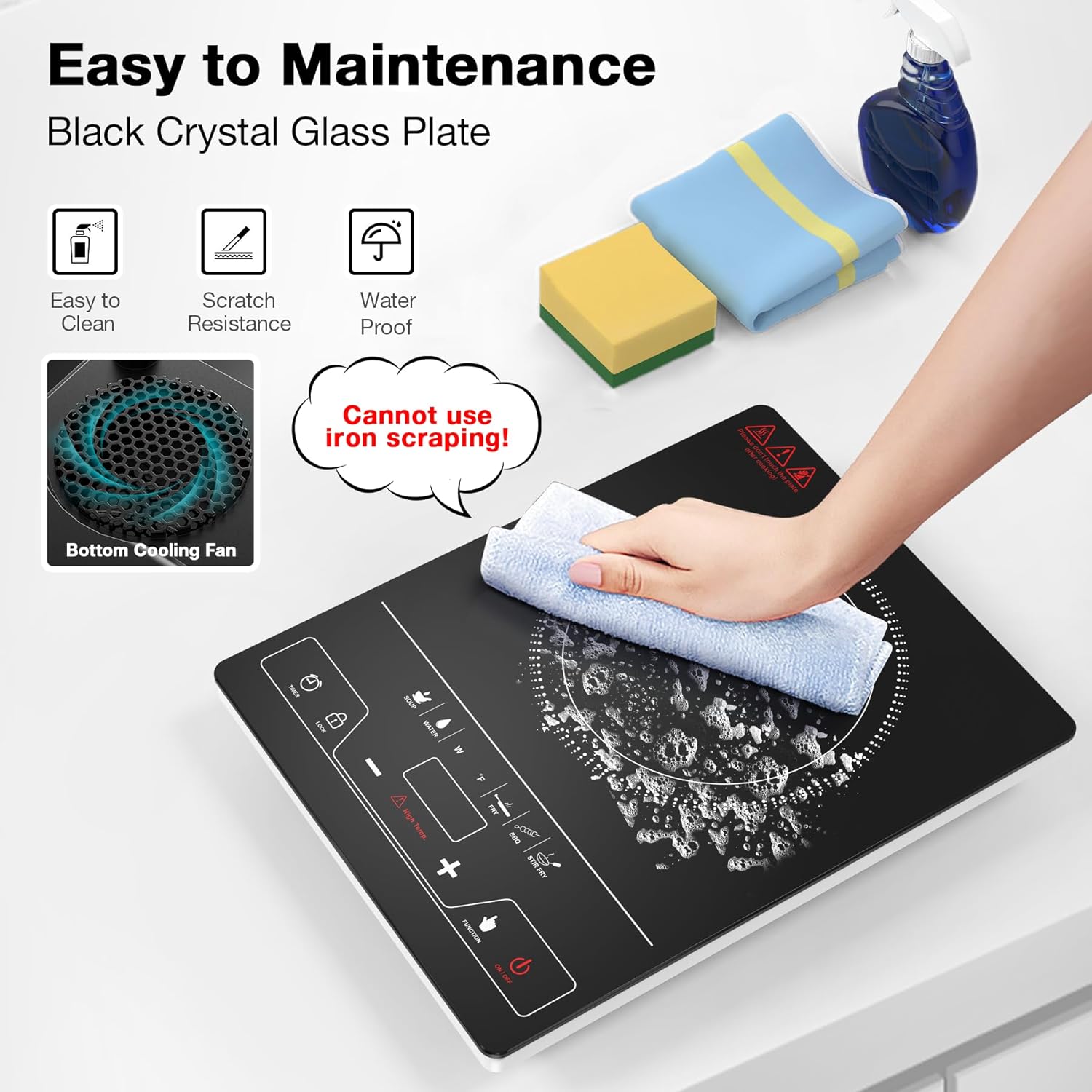 VBGK Single Burner Electric Cooktop 1800W, Portable Electric Stove Top for Kitchen & RV Cooking