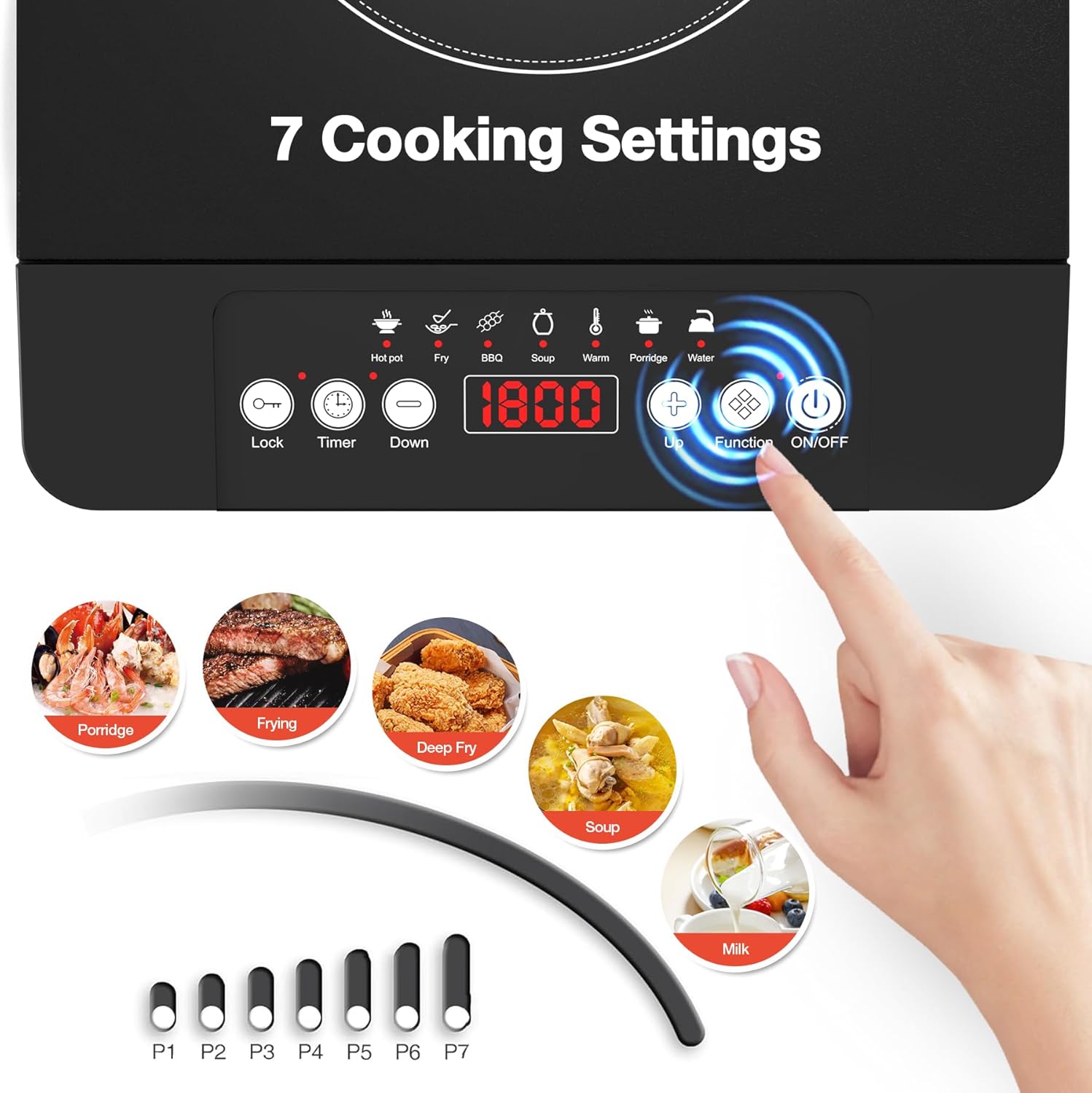 VBGK Single Burner Induction Cooktop 110V 1800W, Portable Electric Stove Top for Kitchen & RV Cooking