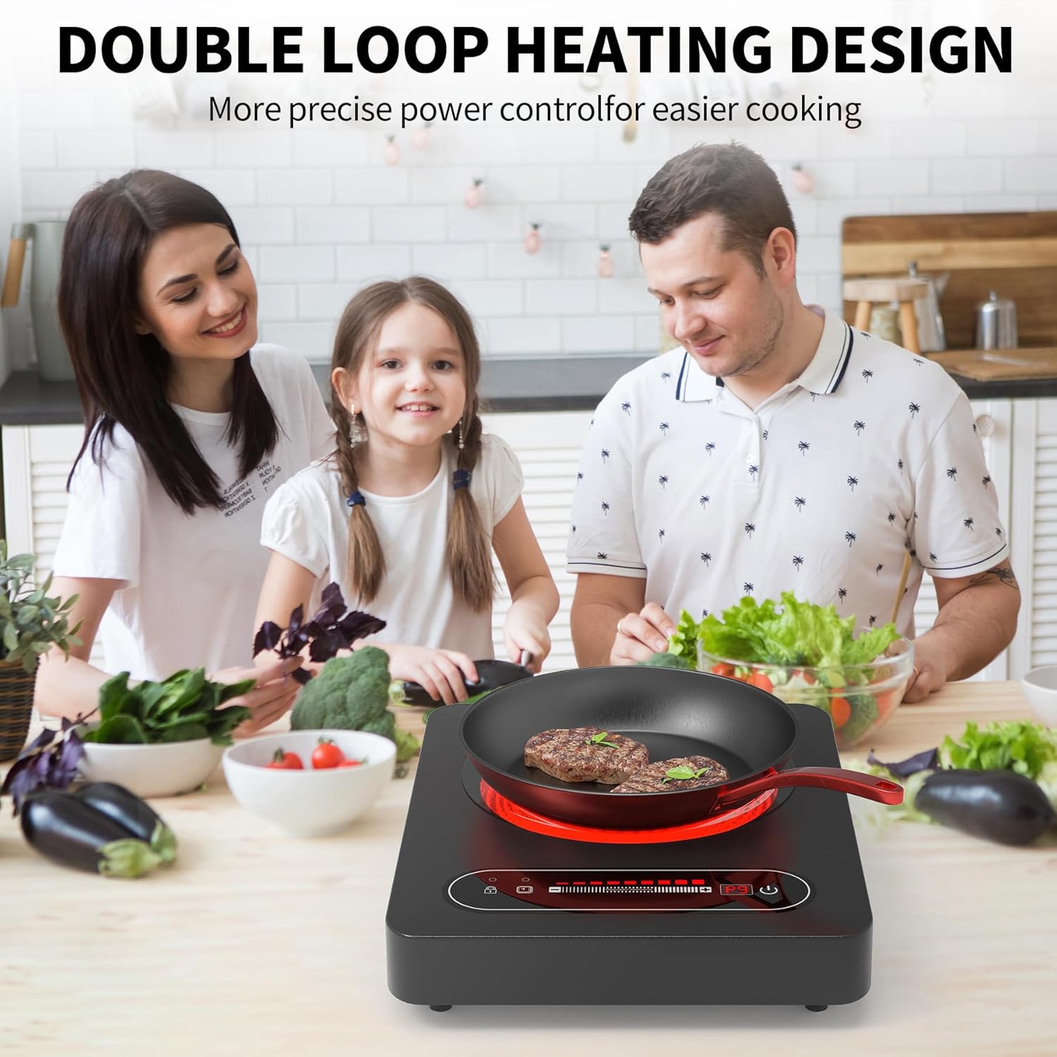 VBGK Single Burner Electric Cooktop 1800W, 120V Portable Electric Stove Top for Kitchen & RV Cooking