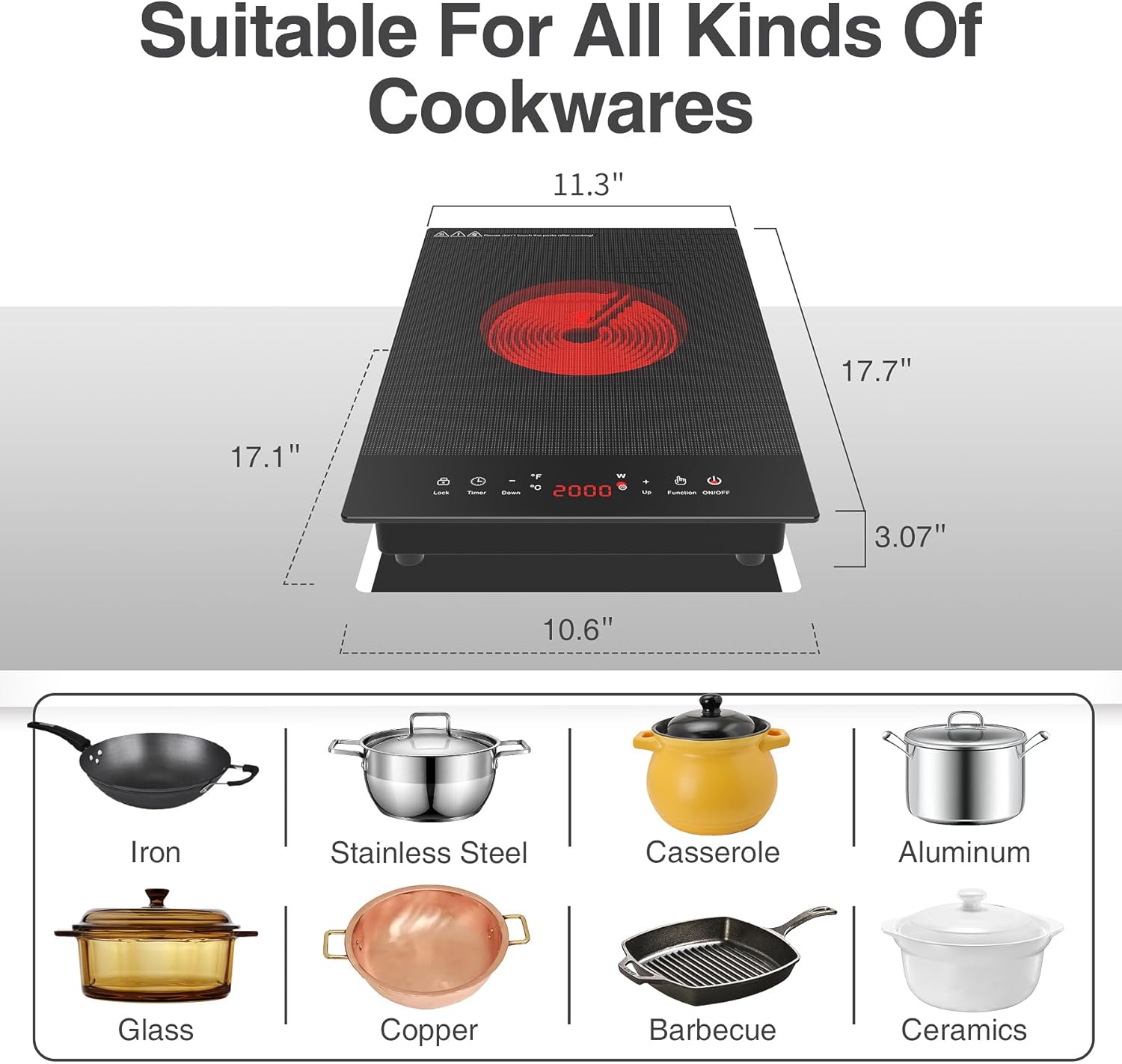 VBGK Single Burner Electric Cooktop 110V, Portable Electric Stove Top for Kitchen & RV Cooking