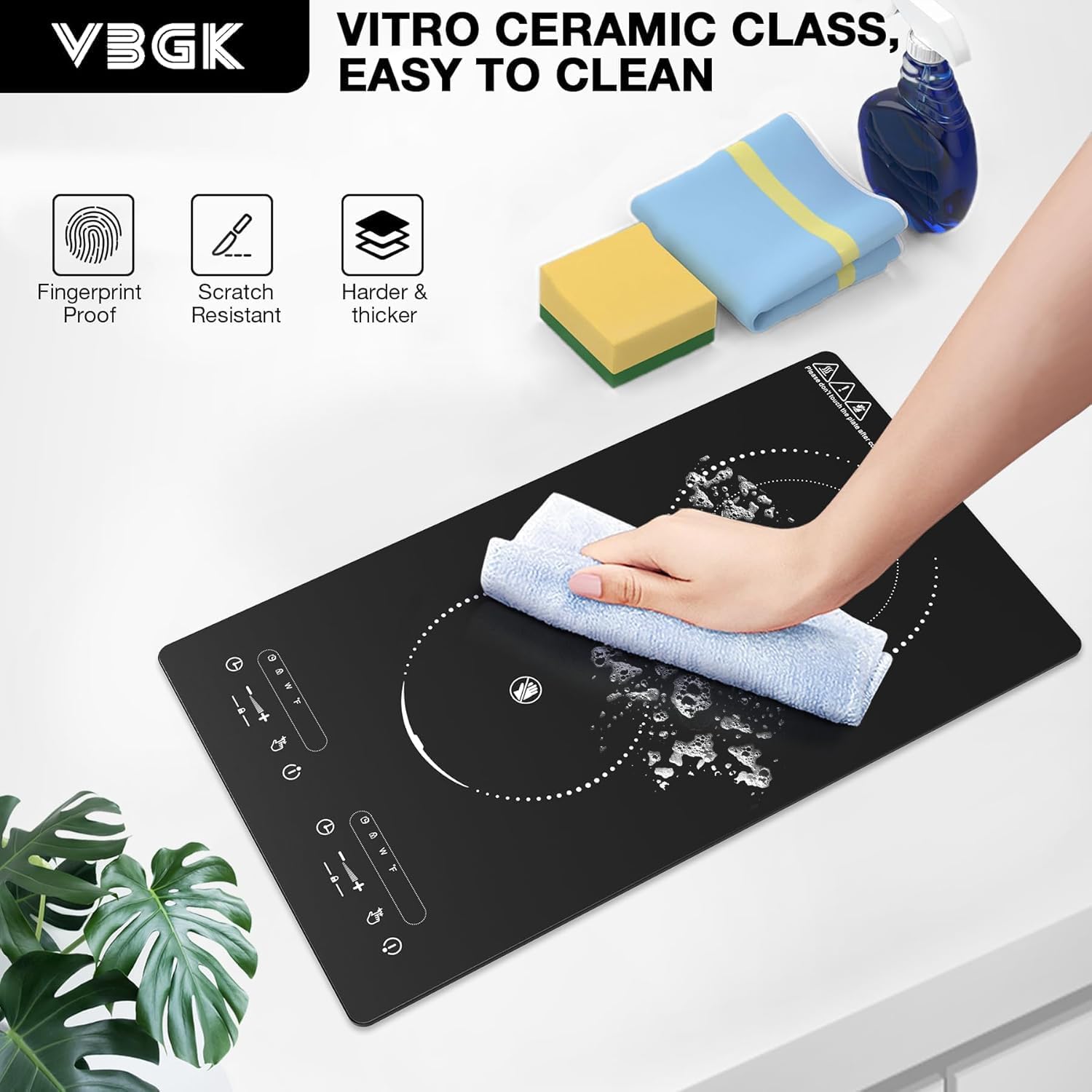 VBGK 2 Burner Electric Cooktop, 3000W Dual Burner Stove Top with Precise Heat Control for Kitchen, Apartment & RV