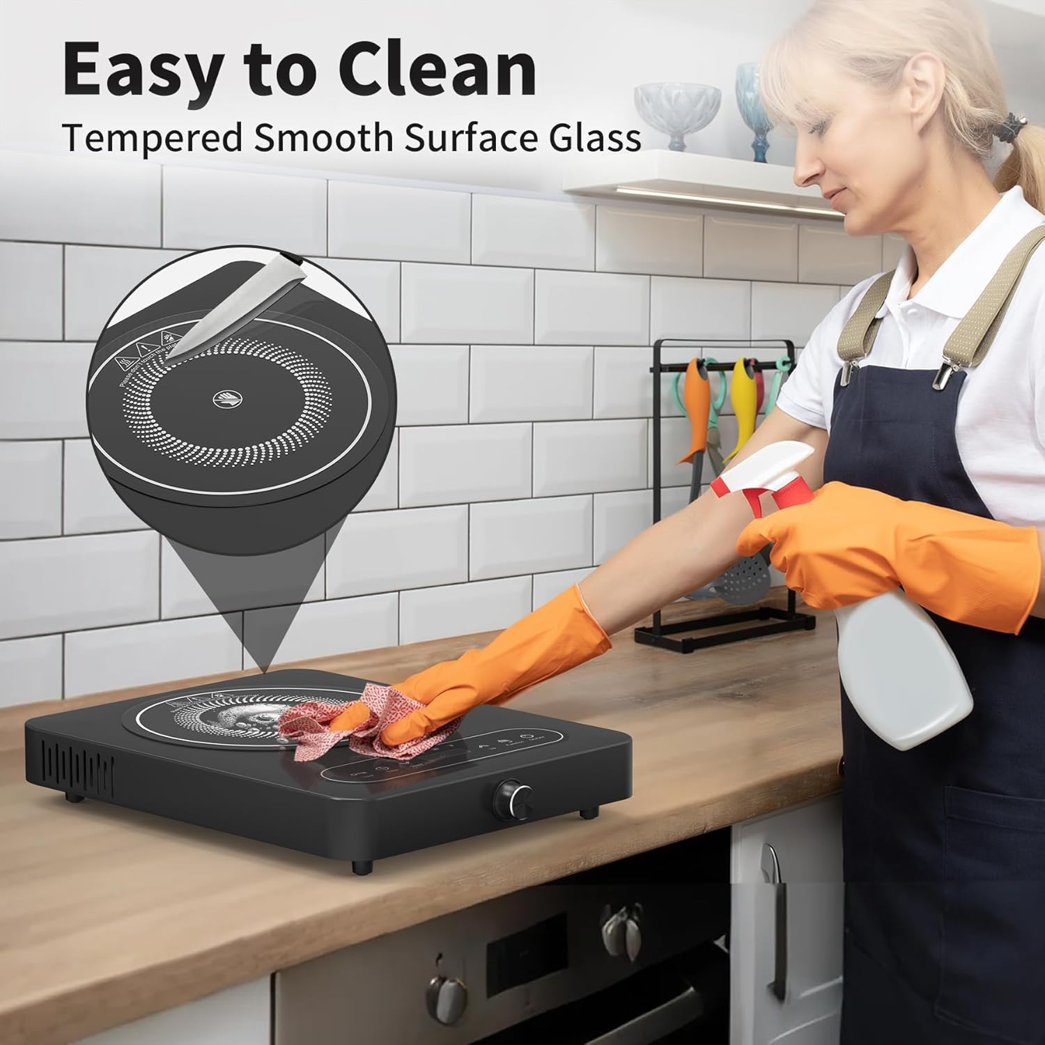 VBGK Single Burner Electric Cooktop 110V 1800W, Portable Electric Stove Top for RV Cooking