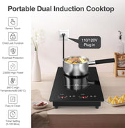 VBGK Double Induction Cooktop 12 Inch 110V 2300W, Portable Two Burner Induction Stove Top for Kitchen & RV Cooking