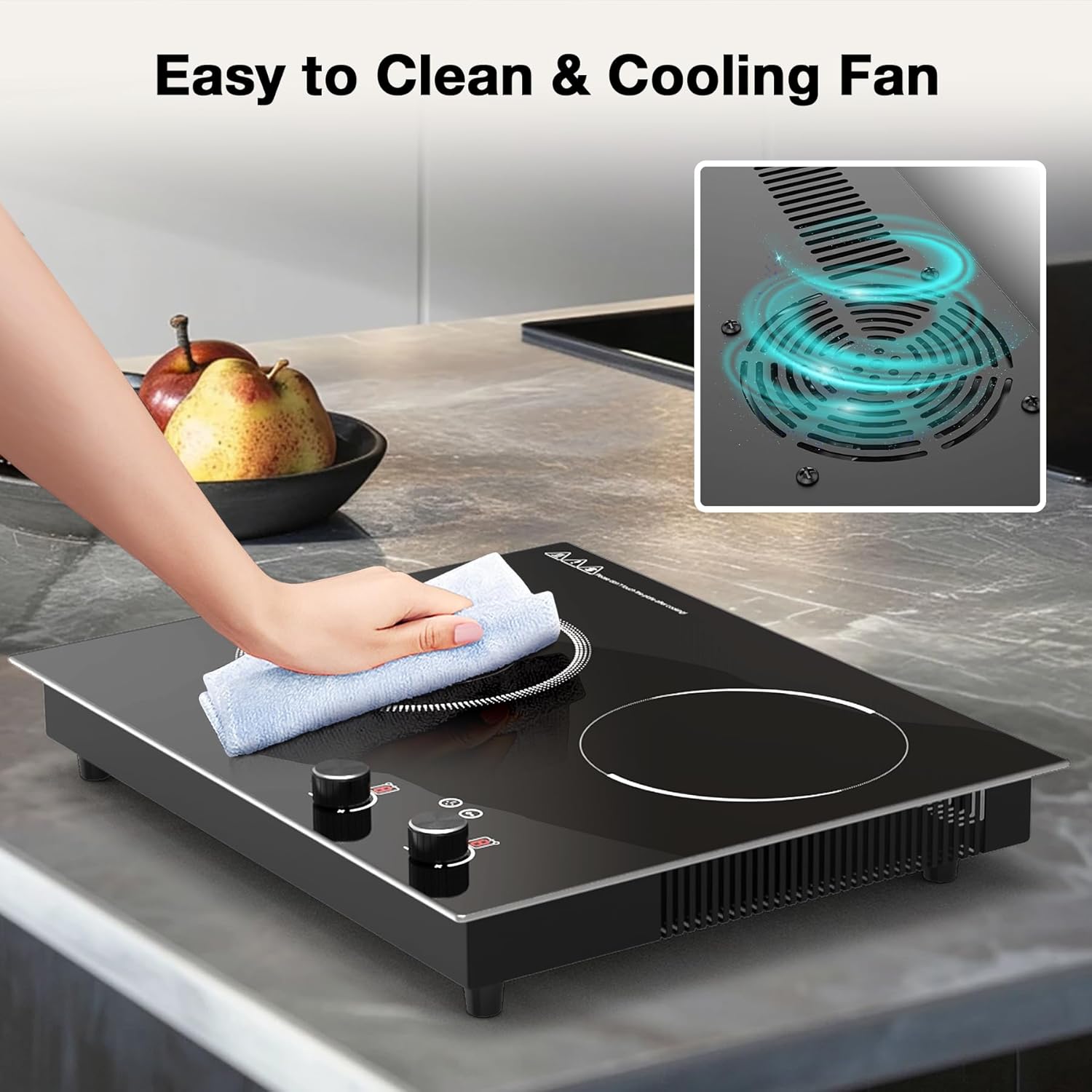 VBGK 2 Burner Electric Cooktop 2100W, Built-in & Countertop Double Burner Electric Stove Top for Kitchen