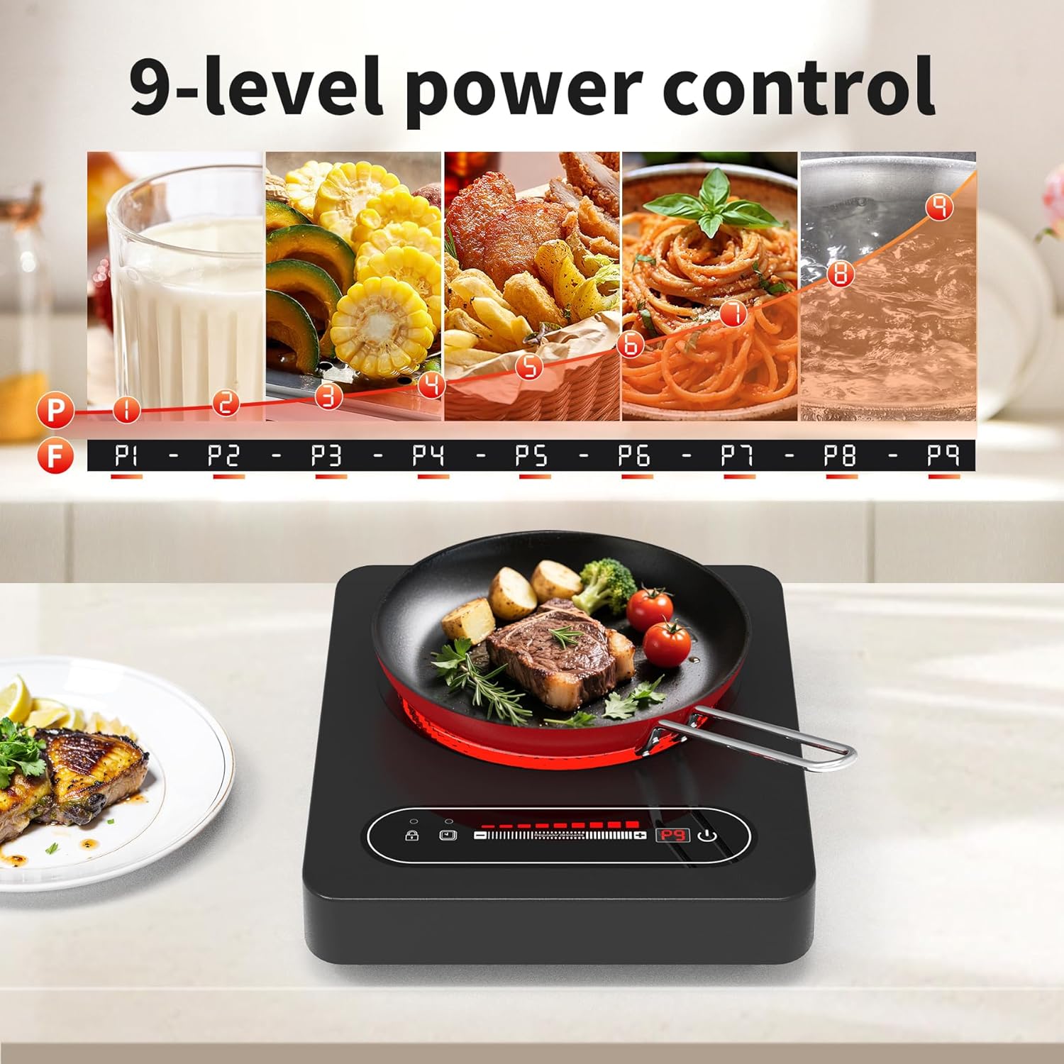 VBGK Single Burner Electric Cooktop 1800W, 120V Portable Electric Stove Top for Kitchen & RV Cooking