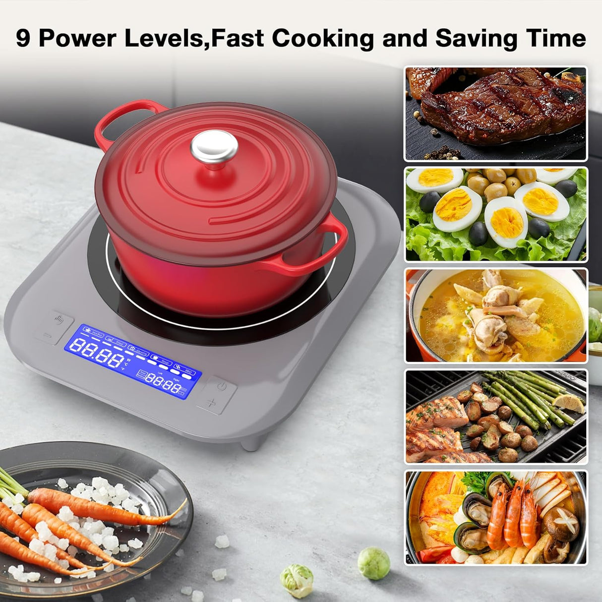 13 Inch Single Burner Portable Induction Cooktop 1800W