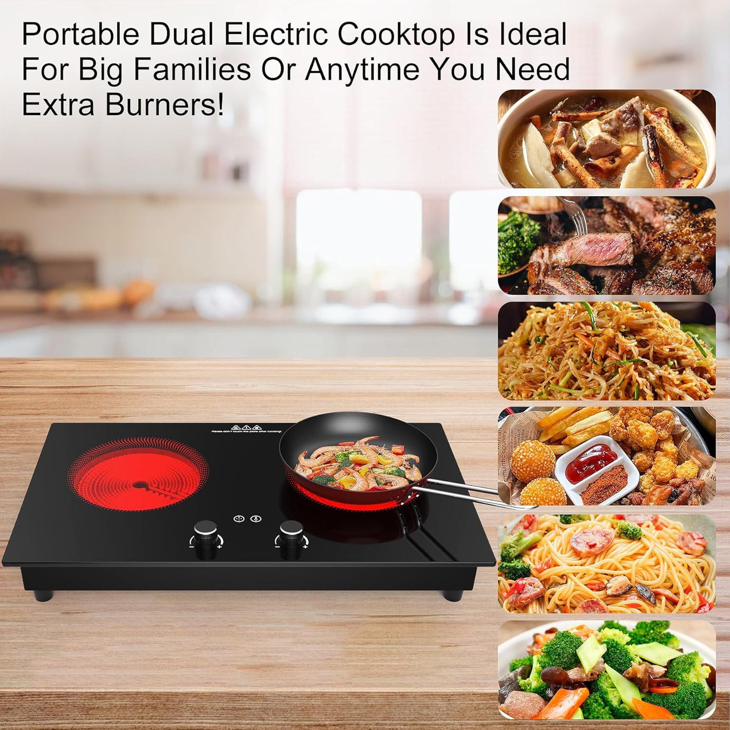 VBGK 2 Burner Induction Cooktop 110V 2400W, Double Electric Stove Top for Kitchen & RV Cooking