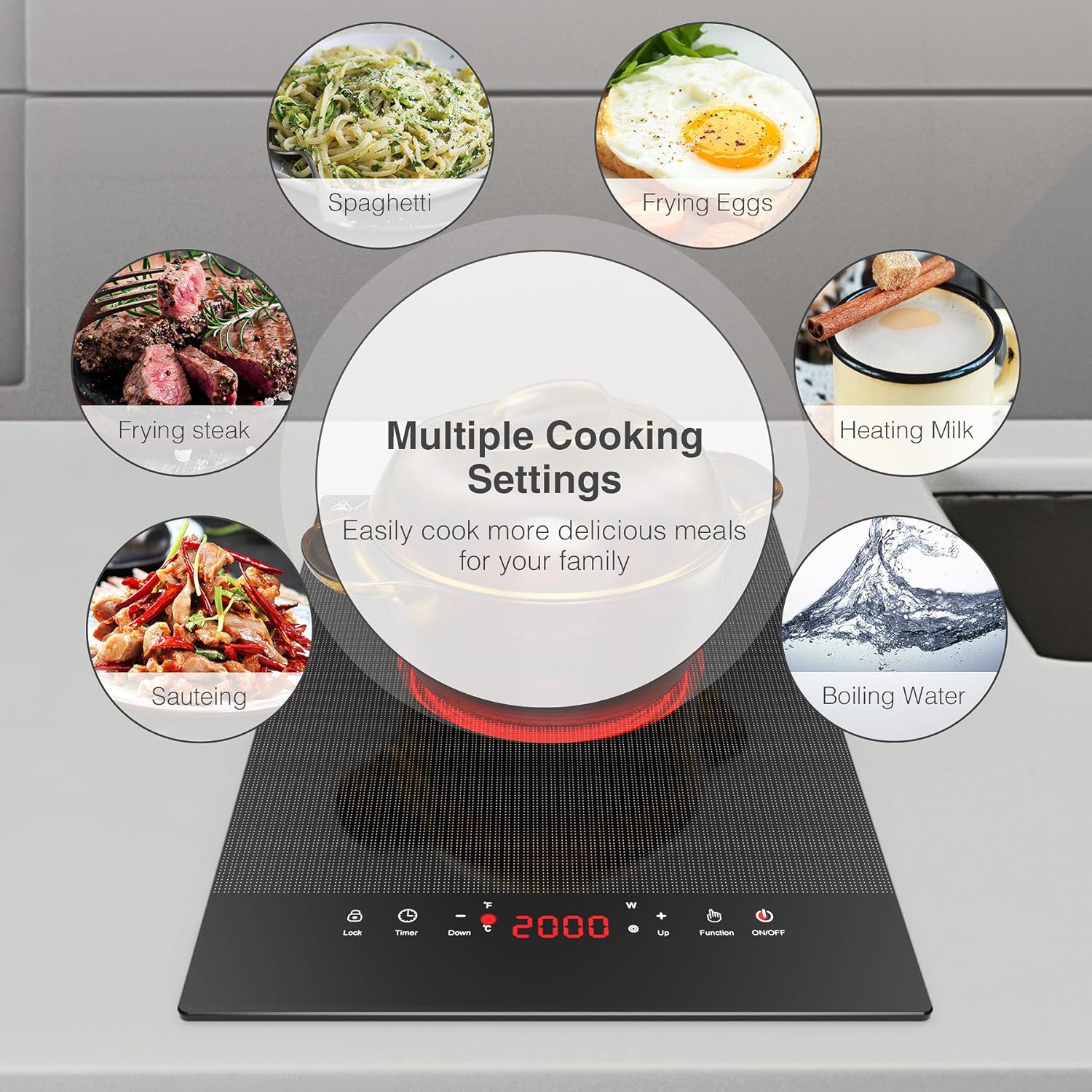 VBGK Single Burner Electric Cooktop 110V, Portable Electric Stove Top for Kitchen & RV Cooking