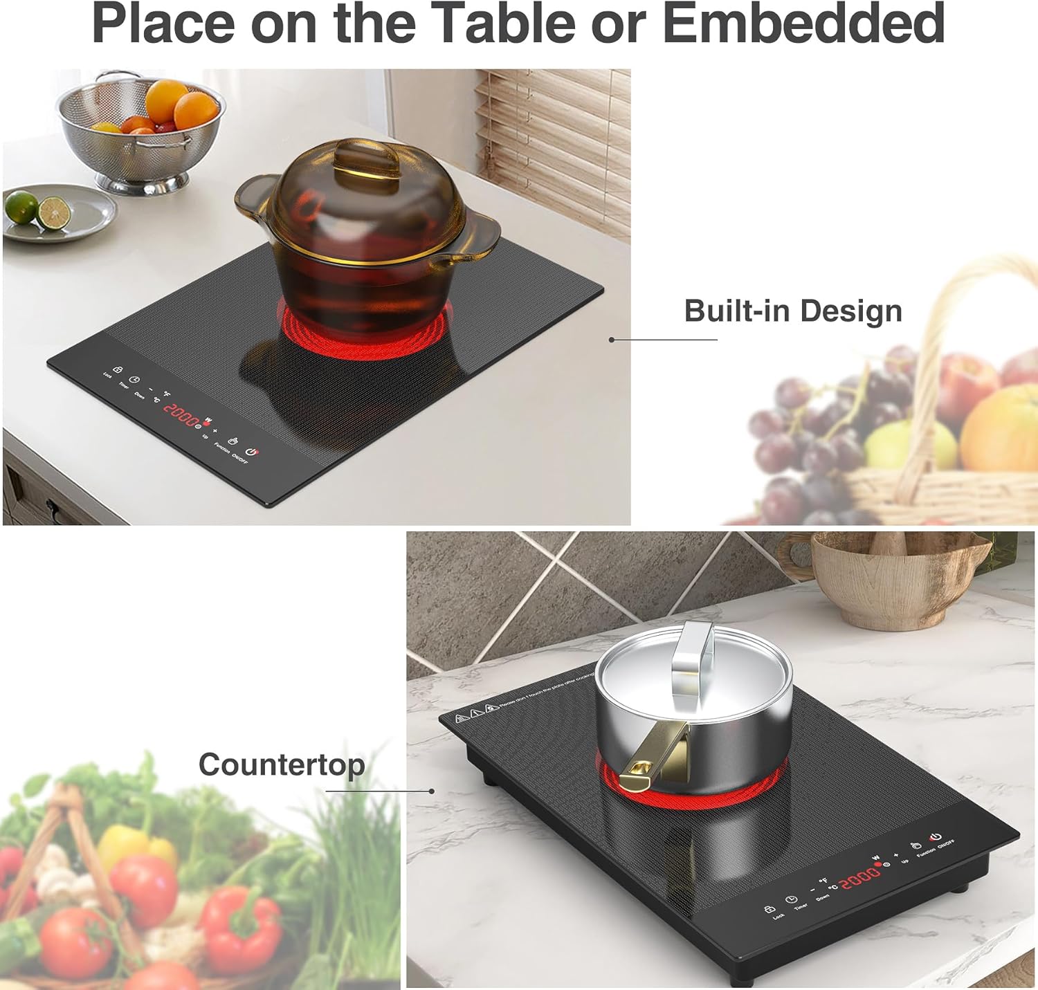 VBGK Single Burner Electric Cooktop 110V, Portable Electric Stove Top for Kitchen & RV Cooking