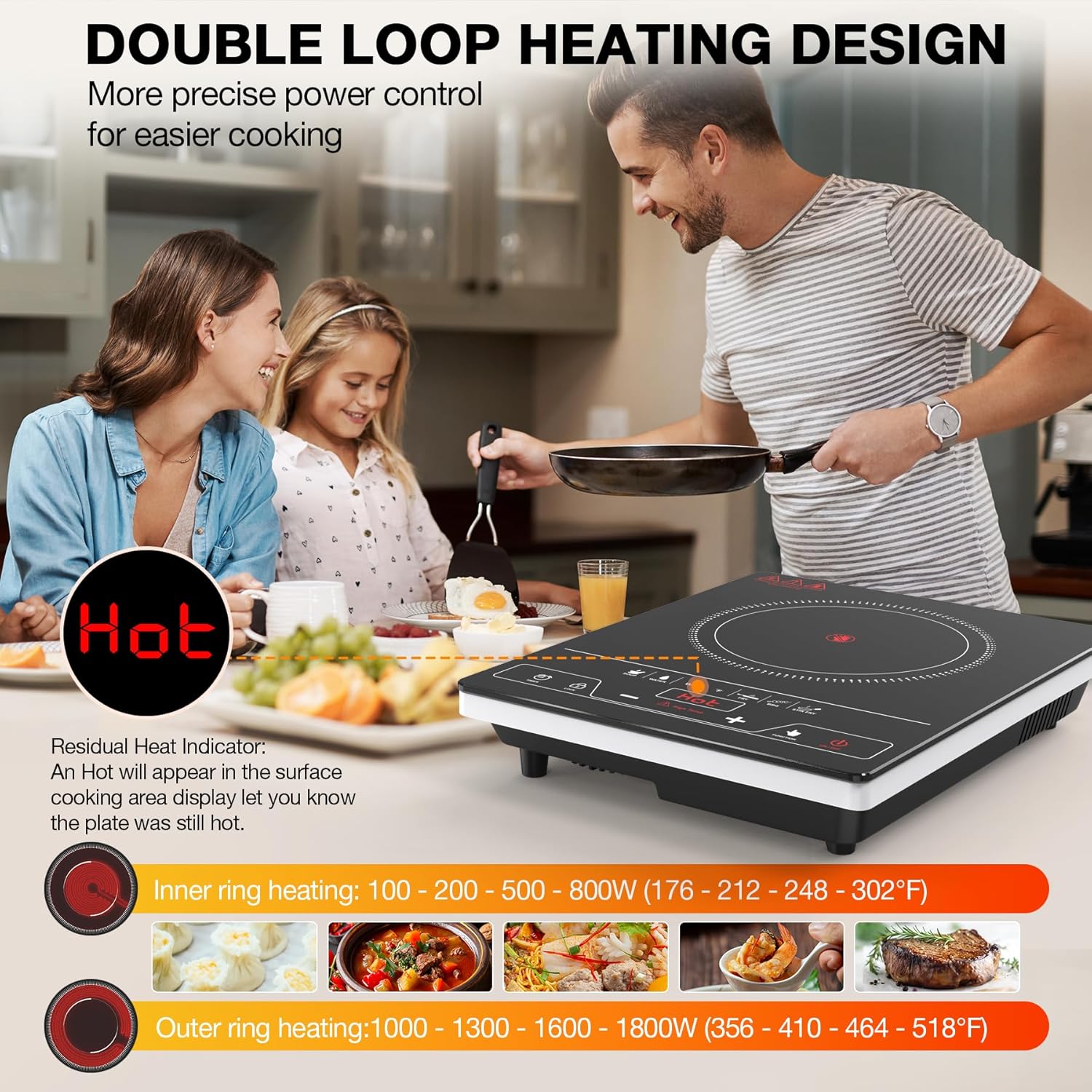 VBGK Single Burner Electric Cooktop 1800W, Portable Electric Stove Top for Kitchen & RV Cooking