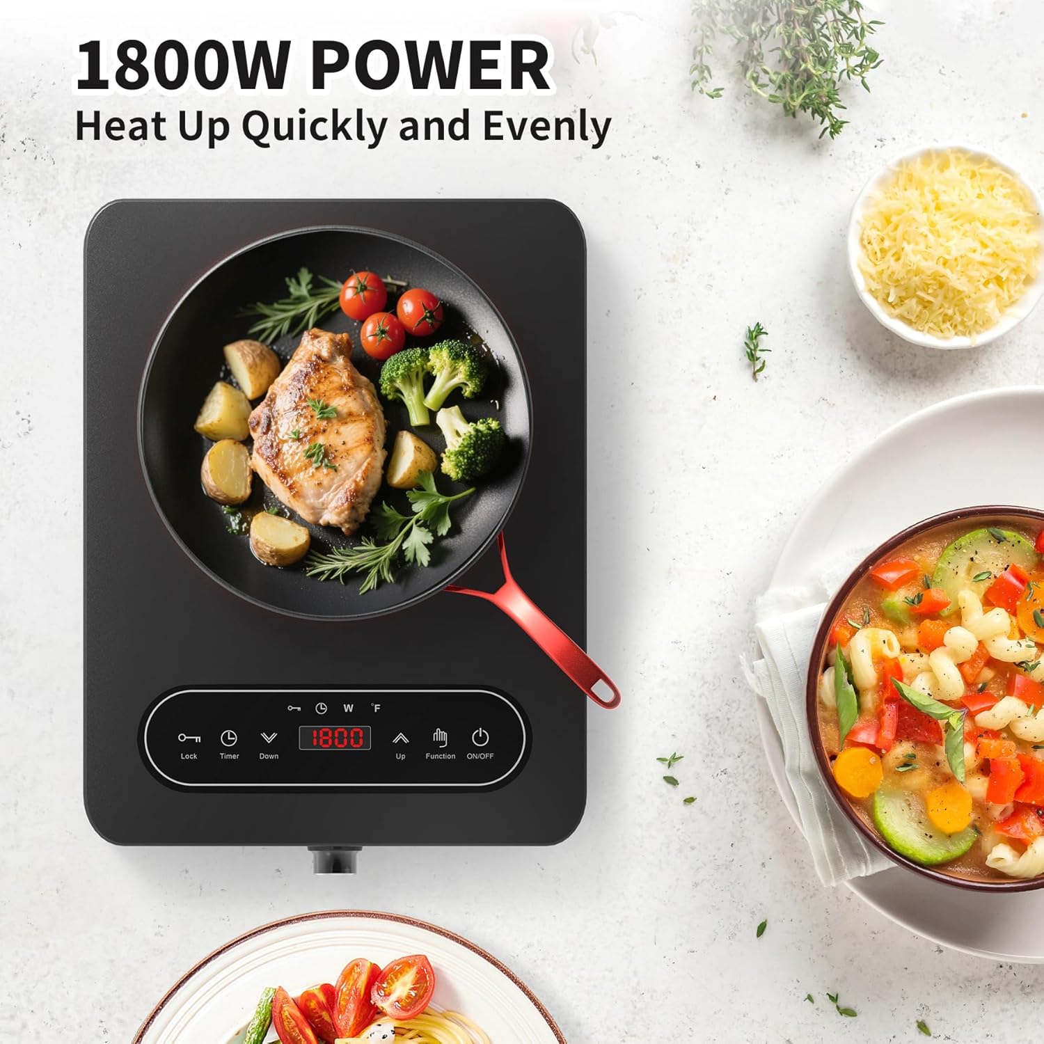 VBGK Single Burner Electric Cooktop 110V 1800W, Portable Electric Stove Top for RV Cooking