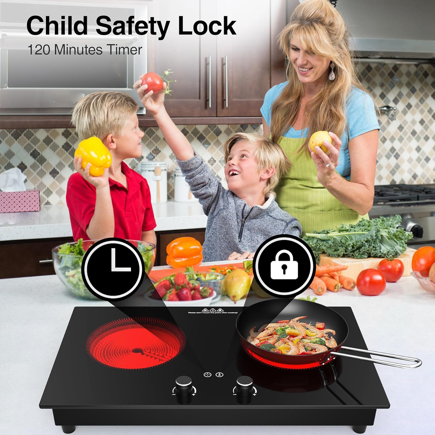VBGK 2 Burner Induction Cooktop 110V 2400W, Double Electric Stove Top for Kitchen & RV Cooking