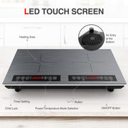 VBGK 24 Inch Double Induction Cooktop 4000W 2 Burner Electric Stove Top with LED Touch Screen for Kitchen