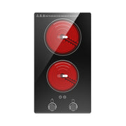 VBGK Double Burner Electric Cooktop 24 Inch 110V 2400W, Countertop 2 Burner Electric Stove Top for Kitchen & RV Cooking