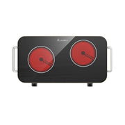 VBGK 2 Burner Electric Cooktop 12 Inch 2200W, Infrared Ceramic Double Burner Stove Top for Kitchen & RV Cooking