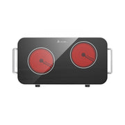 VBGK 12 Inch 2 Burner Portable Electric Cooktop 2200W Infrared Cooker with Dual Heating Zones for Kitchen, RV & Apartment