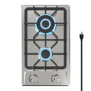 VBGK 12 Inch 110V Gas Cooktop Two Burner Stainless Stee Gas Stove Top